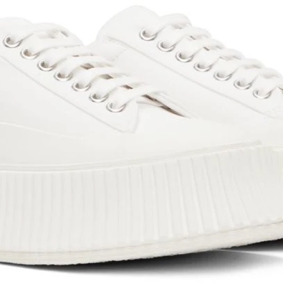 Jil Sander White Canvas Platform Sneakers NIB Size 37 - Picture 4 of 7
